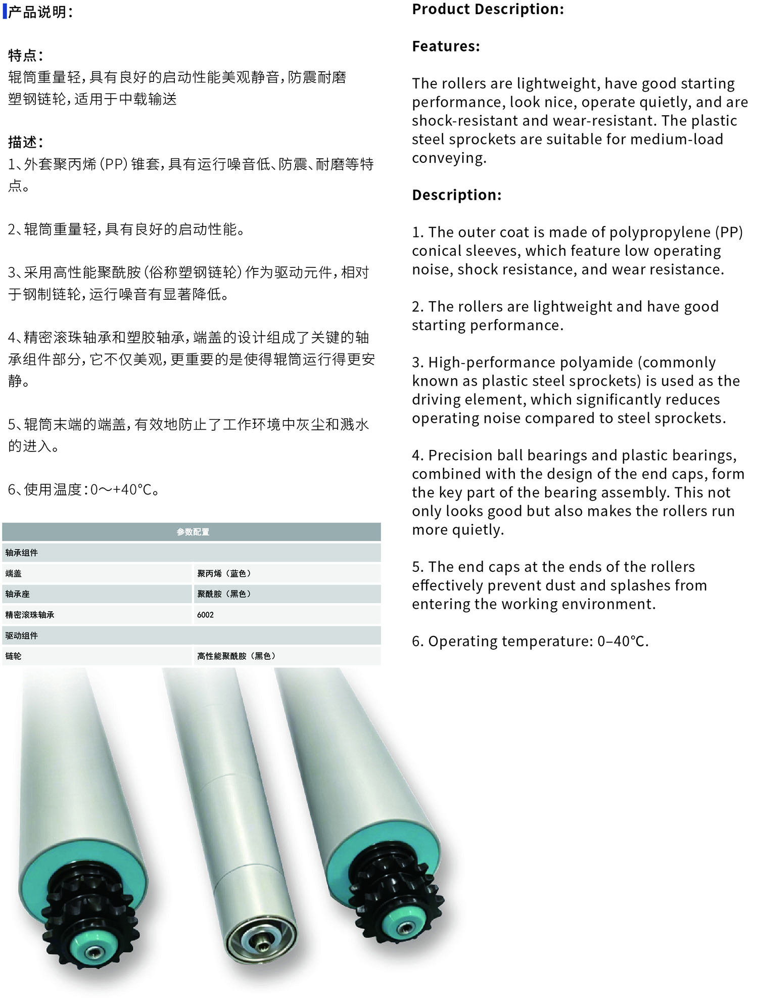 34-8630系列塑钢链轮驱动塑胶锥套辊筒-内螺纹-特点.jpg